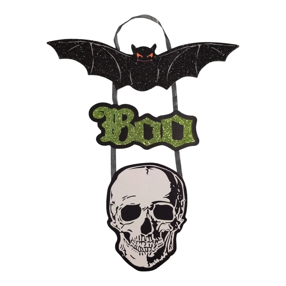 Halloween Bat and Skull Wall Hanging